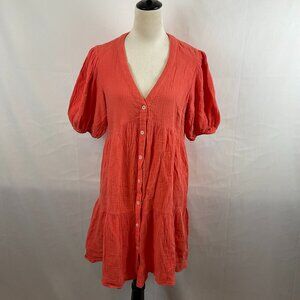 Women's Coral Button-Down Dress